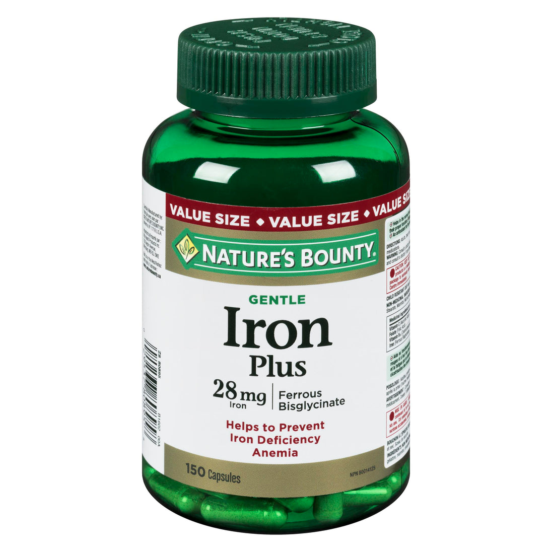 An image of NATURE'S BOUNTY IRON GLYCNAT CPLT 28MG 150 by Towngate Pharmacy