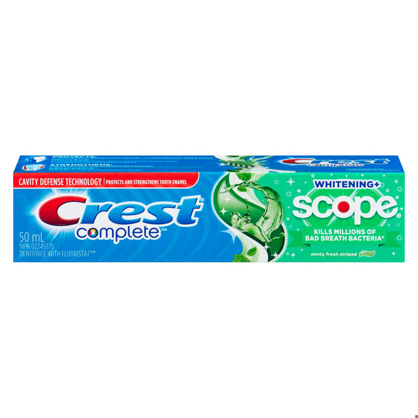 An image of TOOTHPASTE CREST COMPLETE WHT+SCOPE FR MNT 50ML by Towngate Pharmacy