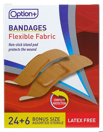 An image of OPTION+ BANDAGE FABRIC ADHESIVE 24+6 by Towngate Pharmacy