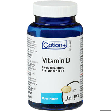 An image of OPTION+ VITAMIN D3 SOFTGEL 1000IU 180 by Towngate Pharmacy