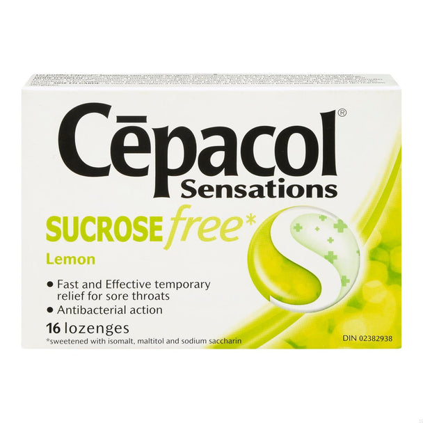 An image of CEPACOL LOZ SUCROSE FREE LEMON 16 by Reckitt Benckiser Canada Inc.