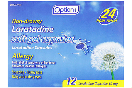 An image of OPTION+ LORATADINE SOFT GELS 10MG 12 by Towngate Pharmacy