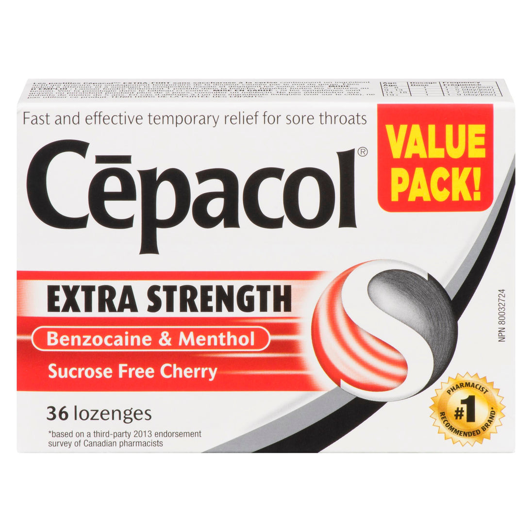 An image of CEPACOL LOZ XST SUGAR FREE CHERRY 36 by Reckitt Benckiser Canada Inc.