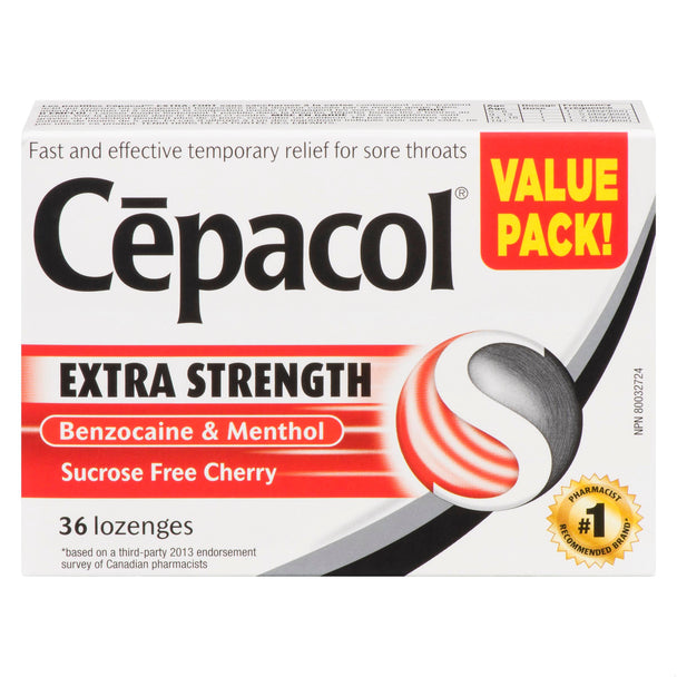 An image of CEPACOL LOZ XST SUGAR FREE CHERRY 36 by Reckitt Benckiser Canada Inc.