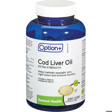 An image of OPTION+ COD LIVER OIL XST SOFTGEL 1100MG 100 by Towngate Pharmacy