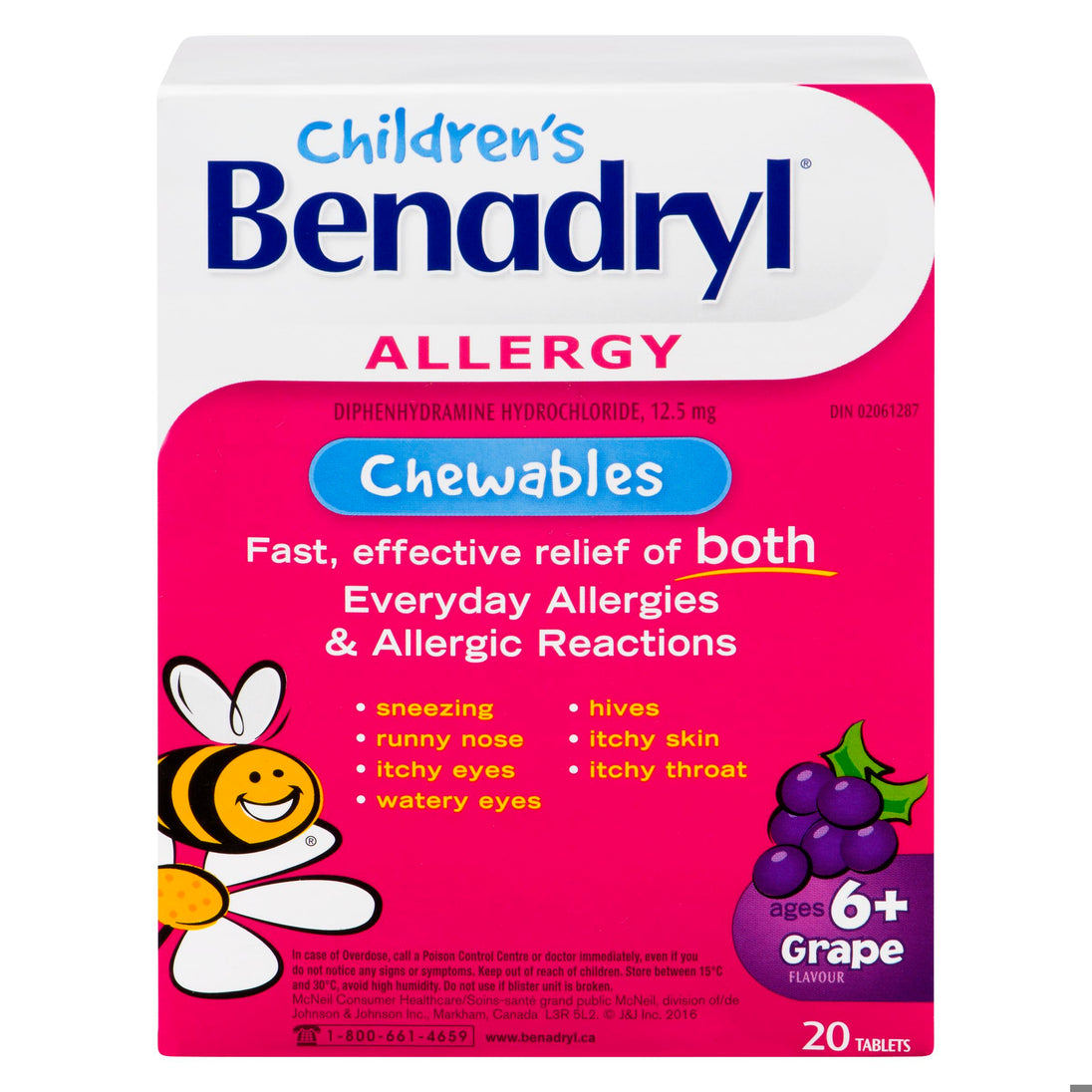An image of BENADRYL KIDS GRAPE CHEW TB 20 by Johnson & Johnson Inc. OTC