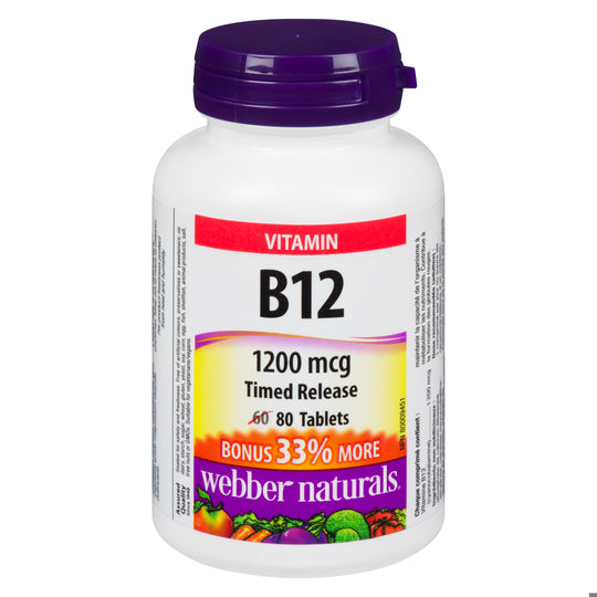 An image of VITAMIN B12 1200MCG TB TIME RELEASE 60+20 WEBBER by Towngate Pharmacy