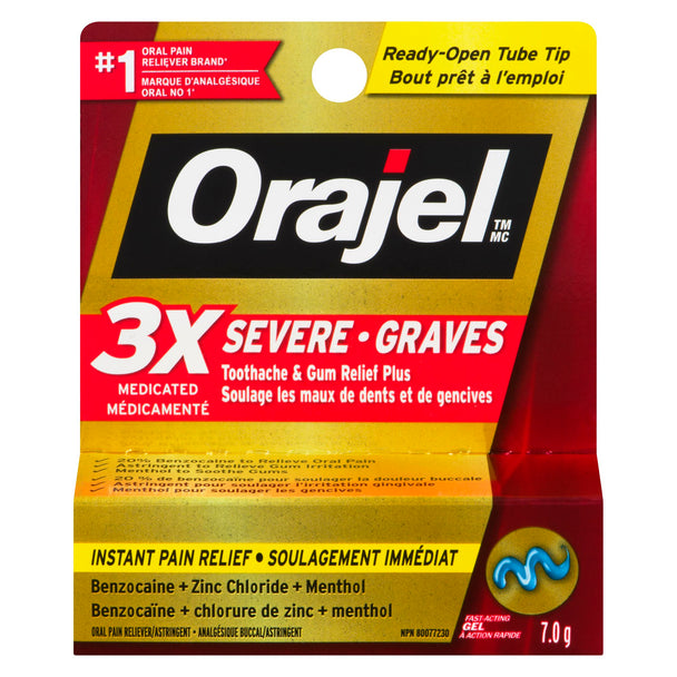 An image of ORAJEL SEVERE TRIPLE MEDICATED GEL 7G by Towngate Pharmacy