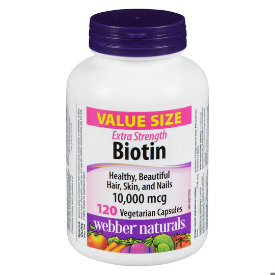 An image of WEB NAT BIOTIN XST VEG CAPS 10000MCG 120 by Towngate Pharmacy