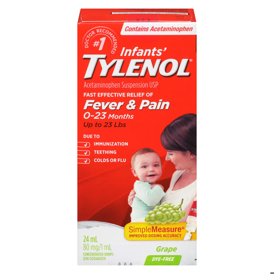 An image of TYLENOL DROPS INFANT DYE FREE WHITE GRAPE 24ML by Towngate Pharmacy