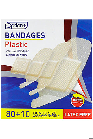An image of OPTION+ BANDAGE PLASTIC COMBO ASTD 80+10 by Towngate Pharmacy