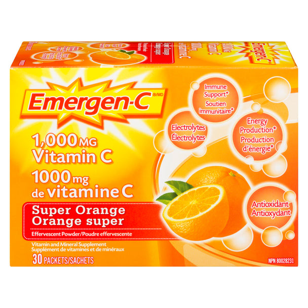An image of EMERGEN C 1000MG SUPER ORANGE PK 30 by Towngate Pharmacy