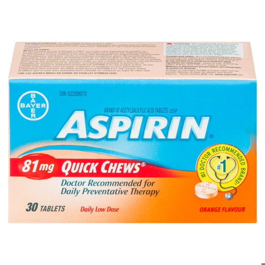 An image of ASPIRIN QUICK CHEW TB 81MG 30 by Towngate Pharmacy