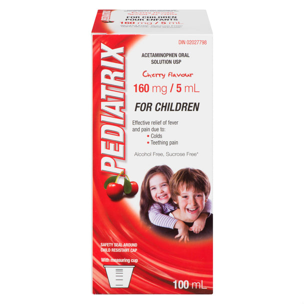 An image of PEDIATRIX LIQ CHERRY 160MG/5ML 100ML by Towngate Pharmacy
