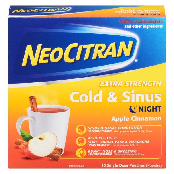 An image of NEO CITRAN COLD&SINUS APPLE CINNAMON 10 by Towngate Pharmacy