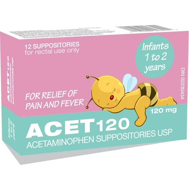 An image of ACET 120 ACETAMIN SUPP 120MG 12 by Towngate Pharmacy