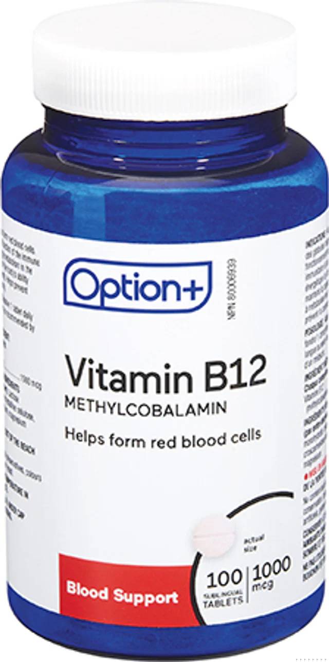An image of OPTION+ VITAMIN B12 TB SUB 1000MCG 100 by Towngate Pharmacy