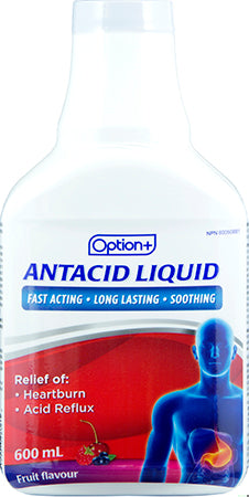 An image of OPTION+ ANTACID LIQ FRUIT 600ML by Towngate Pharmacy