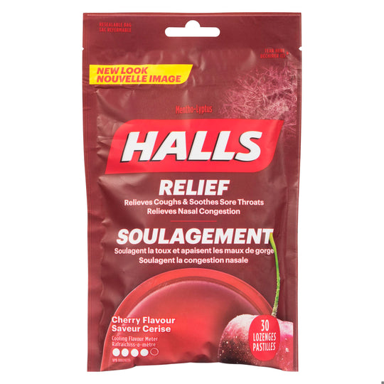 An image of HALLS DROP BAG CHERRY 30PC by Towngate Pharmacy