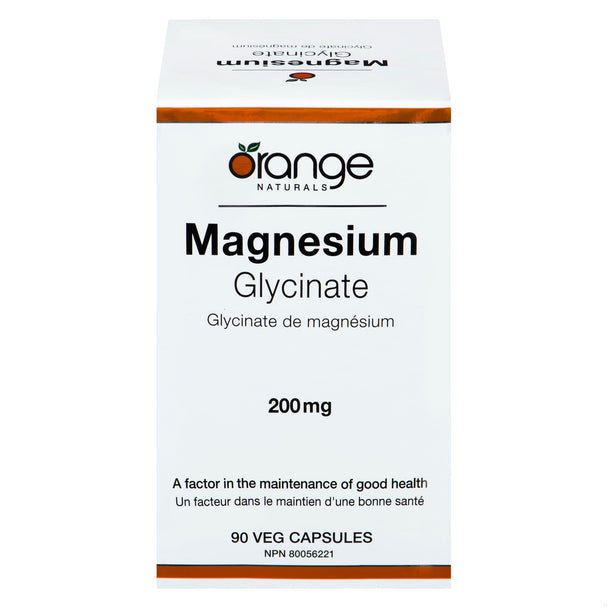 An image of ORANGE NATURALS MAGNESIUM GLYCINATE 200MG CAPS 90 by Towngate Pharmacy