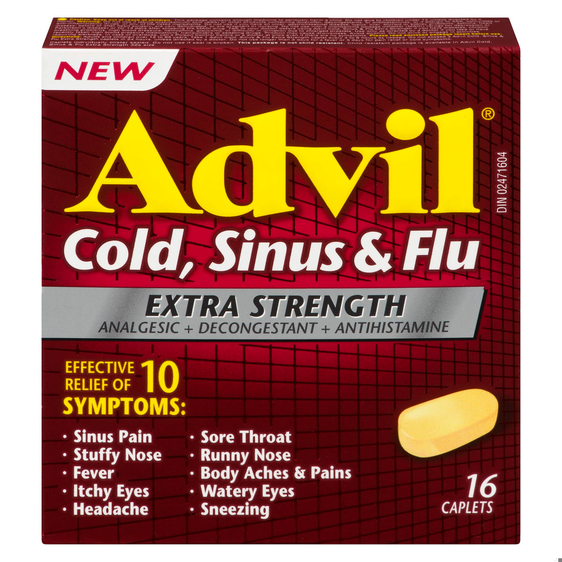 An image of ADVIL COLD SINUS & FLU XST CAPS 16 by GlaxoSmithKline Inc.
