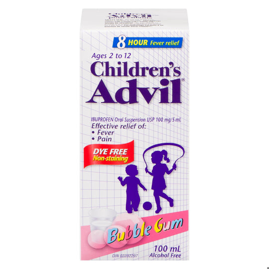 An image of ADVIL CHILDREN BUBBLE GUM DYE FREE 100ML by GlaxoSmithKline Inc.