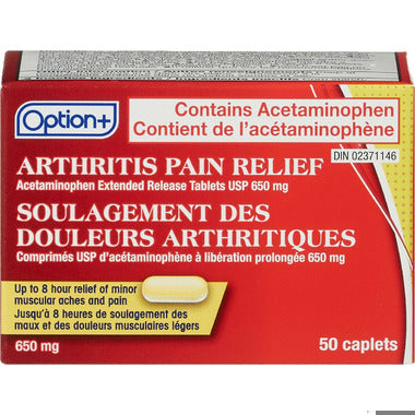 An image of OPTION+ ARTHRITIS PAIN RELIEF TB 650MG 50 by Towngate Pharmacy