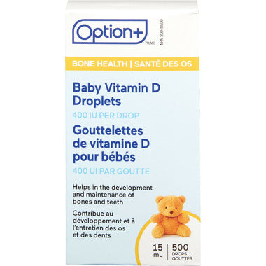An image of OPTION+ BABY VITAMIN D LIQ 400IU PER DROP 15ML by Towngate Pharmacy