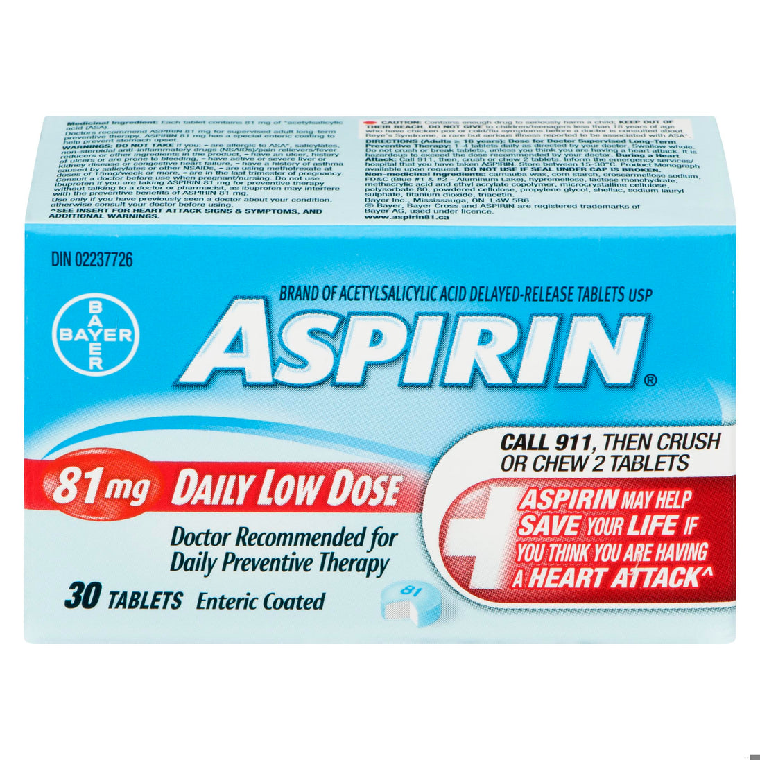 An image of ASPIRIN COAT TB 81MG DAILY LOW DOSE 30 by Towngate Pharmacy
