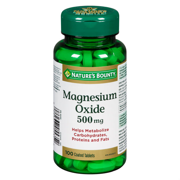 An image of NATURE'S BOUNTY MAGNESIUM OXIDE TB 500MG 100 by Towngate Pharmacy