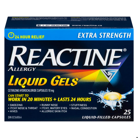 An image of REACTINE XST 10MG LIQGEL 25 by Johnson & Johnson Inc. OTC