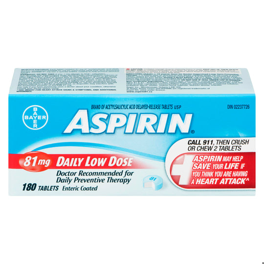An image of ASPIRIN TB COATED DAILY LOW DOSE 81MG 180 by Bayer Inc., Consumer Care Division