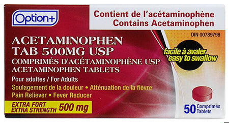 An image of OPTION+ ACETAMINOPHEN EZ TB 500MG 50 by Triton Pharma Inc.