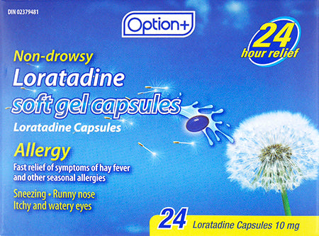 An image of OPTION+ LORATADINE SOFT GELS 10MG 24 by Towngate Pharmacy