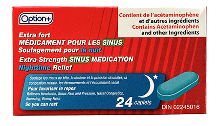 An image of OPTION+ SINUS XST NIGHT CPLT 500MG 24 by Towngate Pharmacy