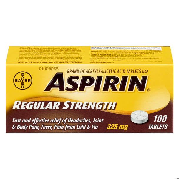 An image of ASPIRIN TB 325MG 100 by Bayer Inc., Consumer Care Division