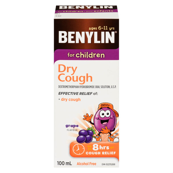 An image of BENYLIN SYR DM CHILDREN DRY COUGH GRAPE 100ML by Towngate Pharmacy