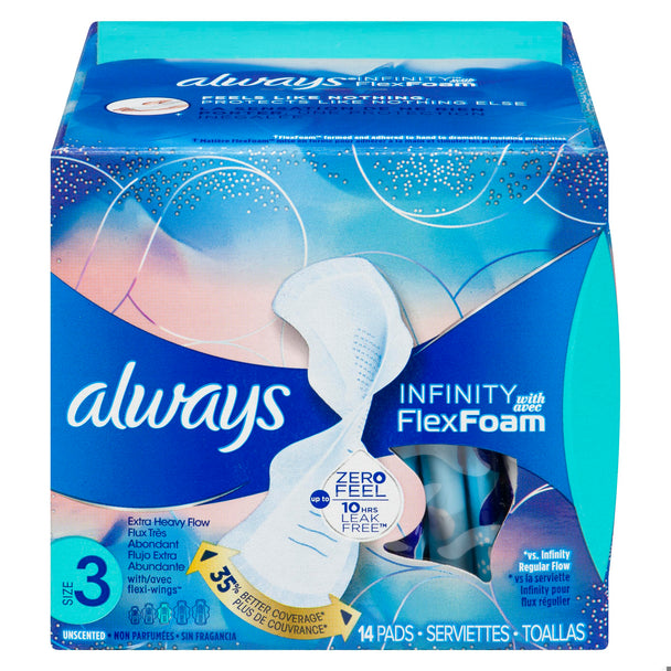 An image of ALWAYS INFINITY DAY EXTRA HEAVY FLOW UNSCENTED 14 by Towngate Pharmacy