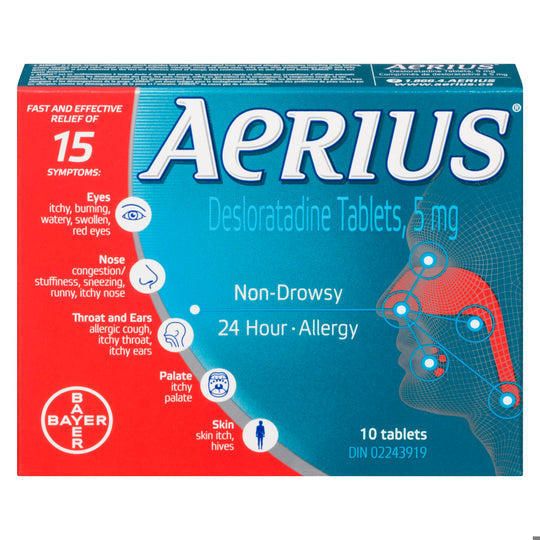 An image of AERIUS 5MG TB 10 by Bayer Inc., Consumer Care Division