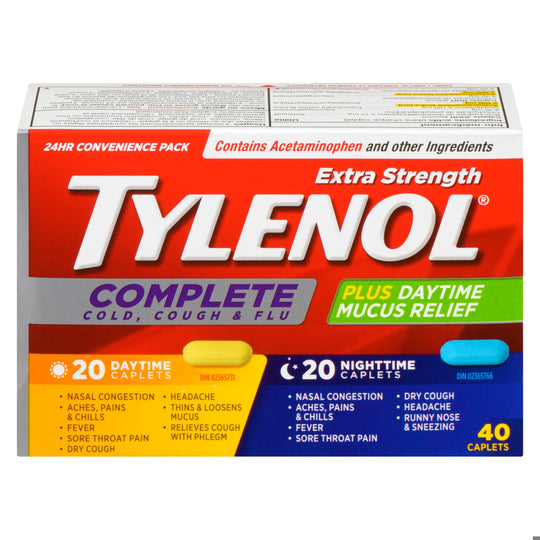 An image of TYLENOL COMPLETE COUGH/COLD/FLU XST DAY/NIGHT20+20 by Johnson & Johnson Inc. OTC