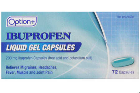 An image of OPTION+ IBUPROFEN LIQ-GEL 200MG 72 by Towngate Pharmacy
