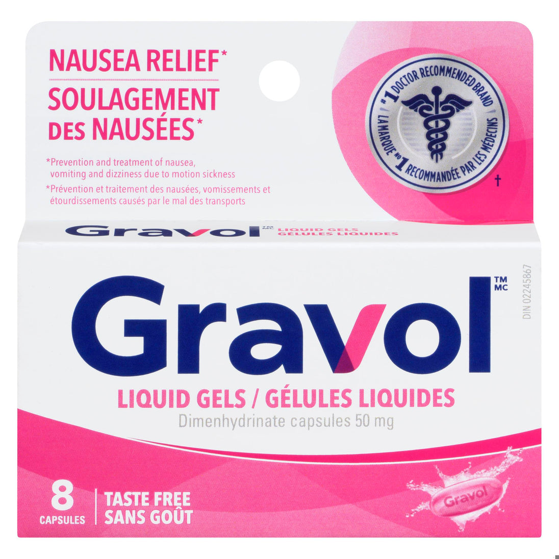 An image of GRAVOL SOFTGEL 50MG 8 by Towngate Pharmacy