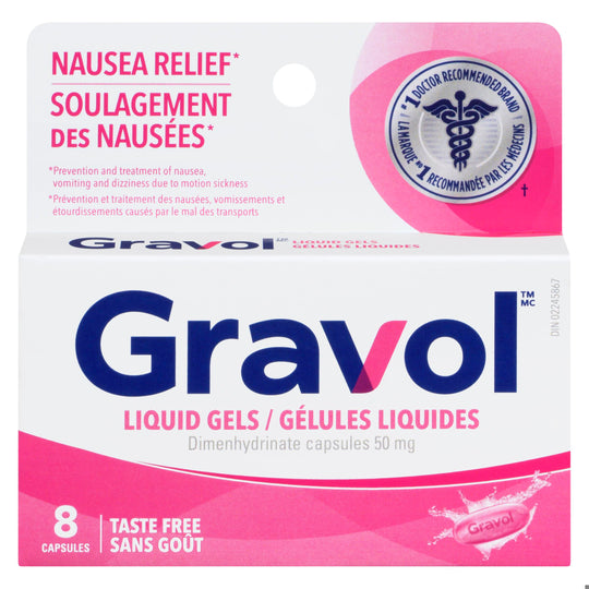 An image of GRAVOL SOFTGEL 50MG 8 by Towngate Pharmacy
