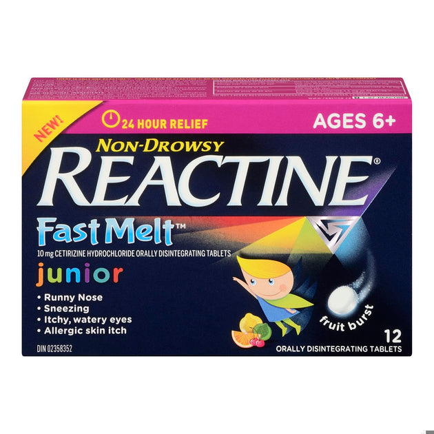 An image of REACTINE JR FAST MELT 10MG TB 12 by Johnson & Johnson Inc. OTC