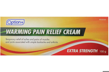 An image of OPTION+ CR WARMING PAIN RELIEF XST 100G by Towngate Pharmacy