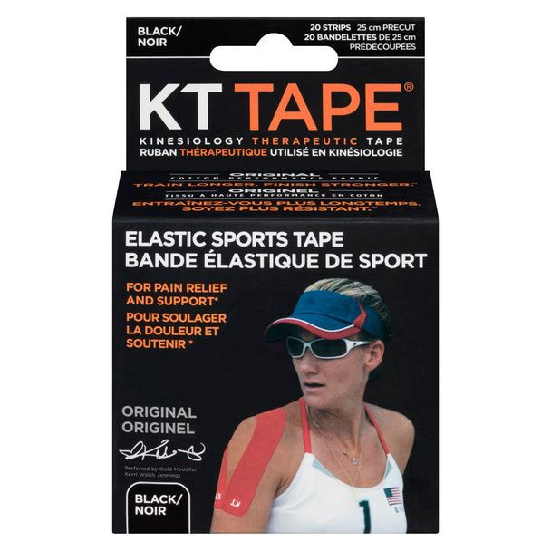An image of KT ELASTIC SPORT TAPE BLACK X20 by Towngate Pharmacy