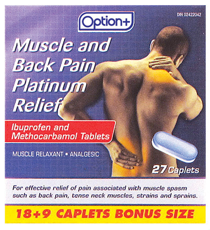 An image of OPTION+ PLATIN MUSC BACK CPLT 18+9 by Towngate Pharmacy