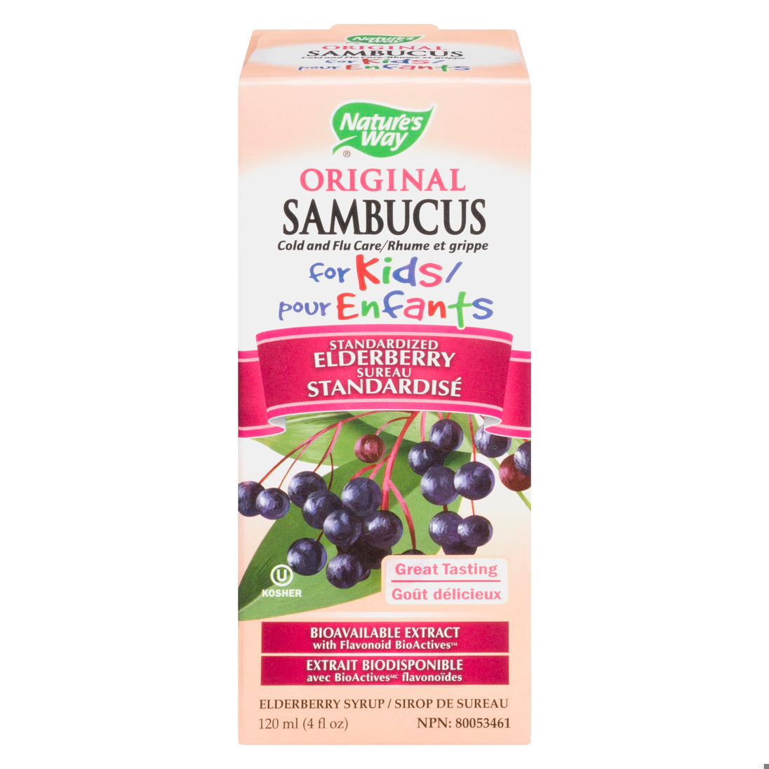 An image of SAMBUCUS KIDS COLD&FLU SYRUP 120ML by Towngate Pharmacy