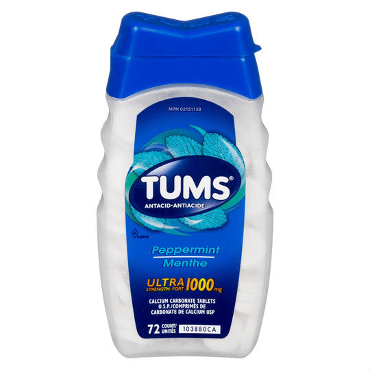 An image of TUMS ULTRA PEPPERMINT TB 1000MG 72 by GlaxoSmithKline Inc.