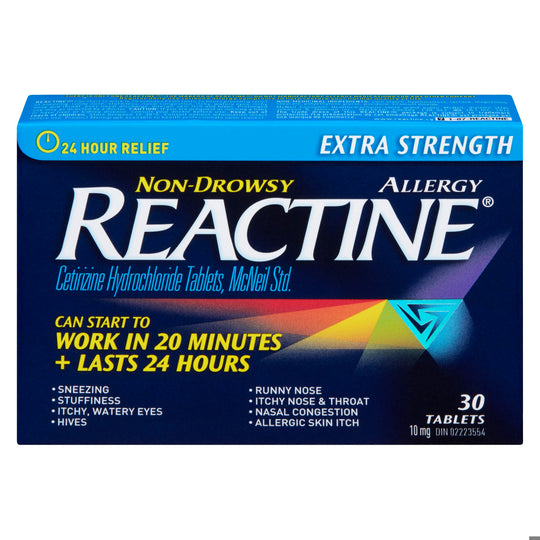 An image of REACTINE TB XST 10MG 30 by Johnson & Johnson Inc. OTC